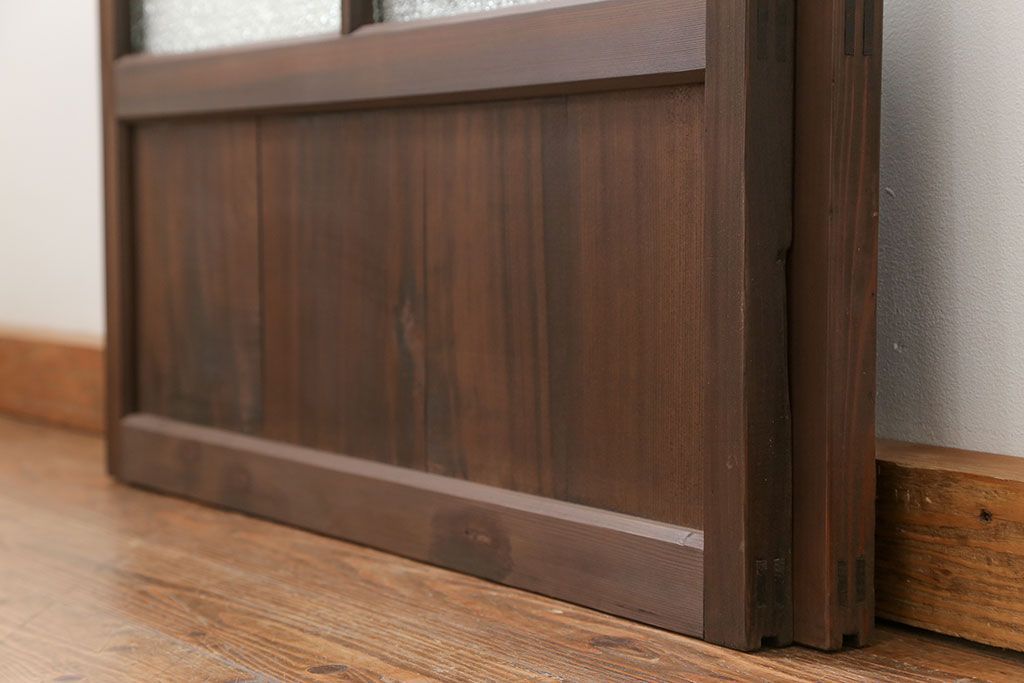 大正ロマン　ダイヤガラスと結霜ガラス!上質なガラス戸(引き戸)2枚