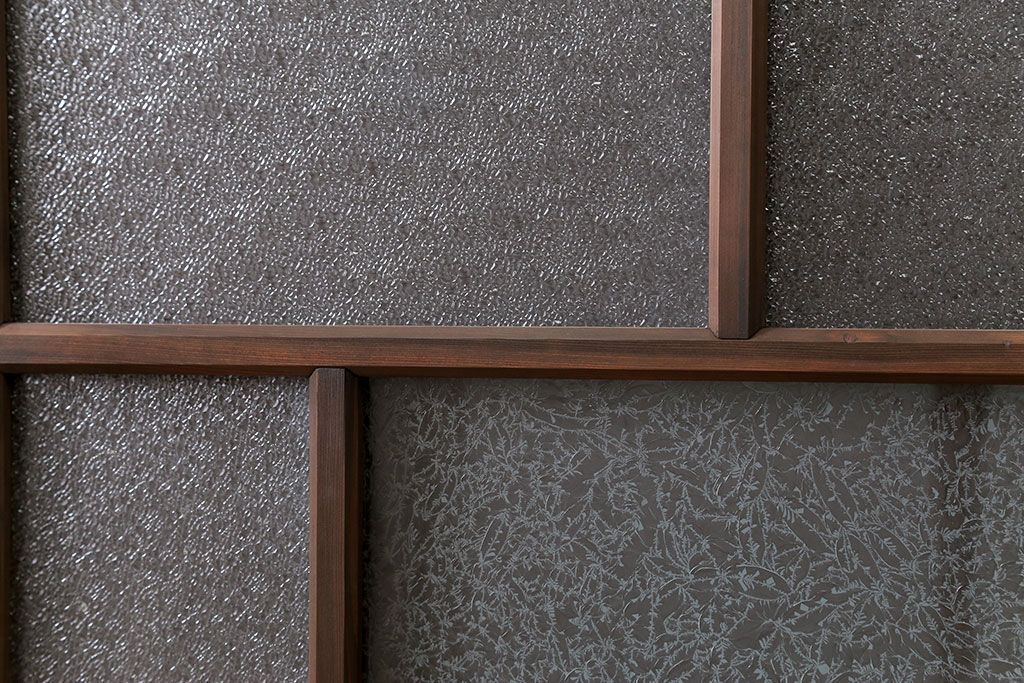 大正ロマン　ダイヤガラスと結霜ガラス!上質なガラス戸(引き戸)2枚