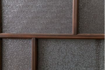 大正ロマン　ダイヤガラスと結霜ガラス!上質なガラス戸(引き戸)2枚