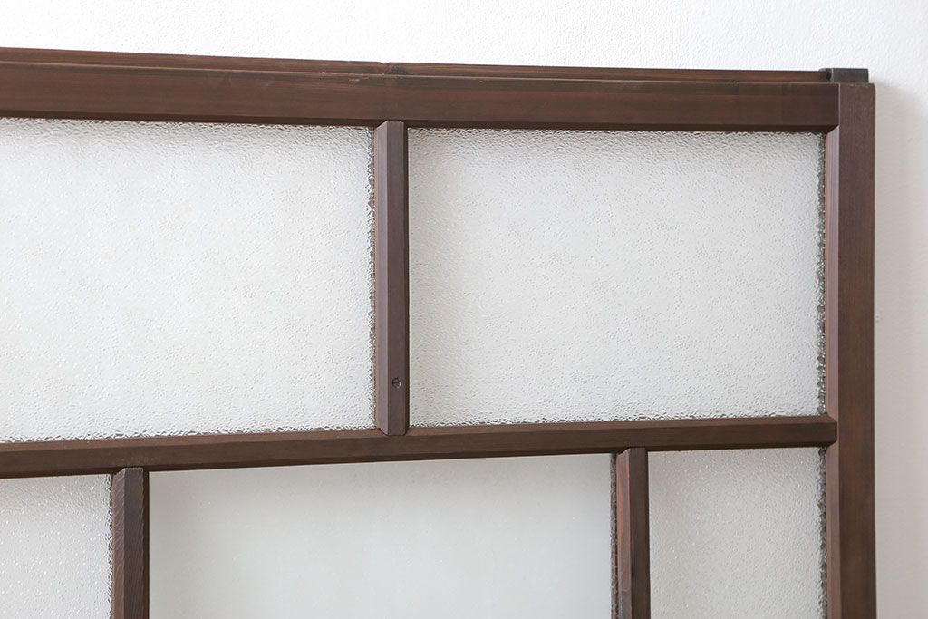 大正ロマン　ダイヤガラスと結霜ガラス!上質なガラス戸(引き戸)2枚