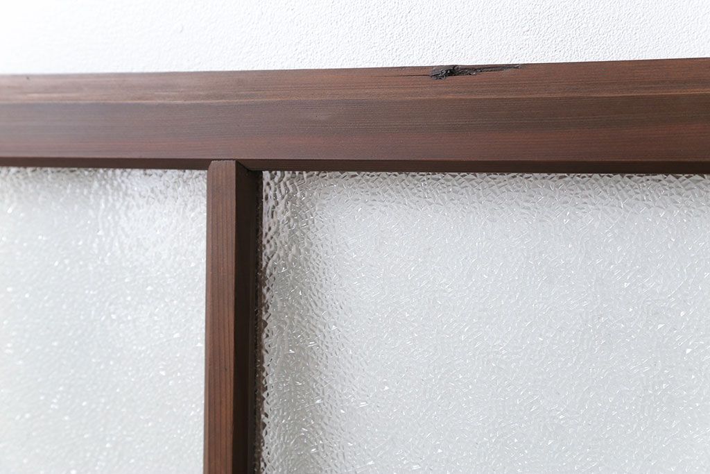 大正ロマン　ダイヤガラスと結霜ガラス!上質なガラス戸(引き戸)2枚