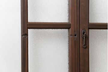 大正ロマン　ダイヤガラスと結霜ガラス!上質なガラス戸(引き戸)2枚