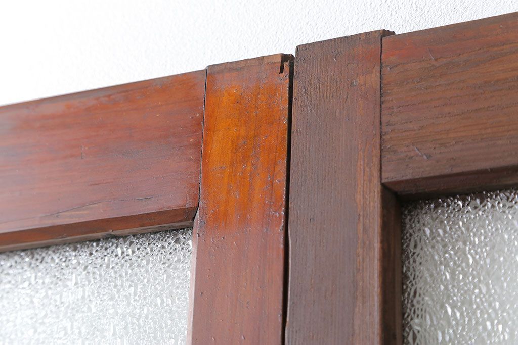 大正ロマン 古い商店の背の高いダイヤガラス引き戸　2枚セット(ガラス戸、建具)