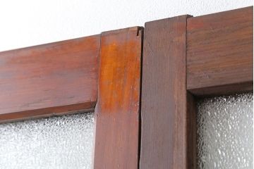 大正ロマン 古い商店の背の高いダイヤガラス引き戸　2枚セット(ガラス戸、建具)