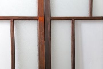 大正ロマン 古い商店の背の高いダイヤガラス引き戸　2枚セット(ガラス戸、建具)