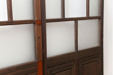 大正ロマン 古い商店の背の高いダイヤガラス引き戸　2枚セット(ガラス戸、建具)