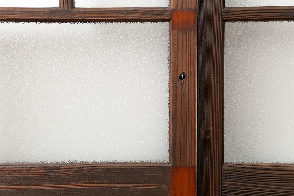 大正ロマン 古い商店の背の高いダイヤガラス引き戸　2枚セット(ガラス戸、建具)