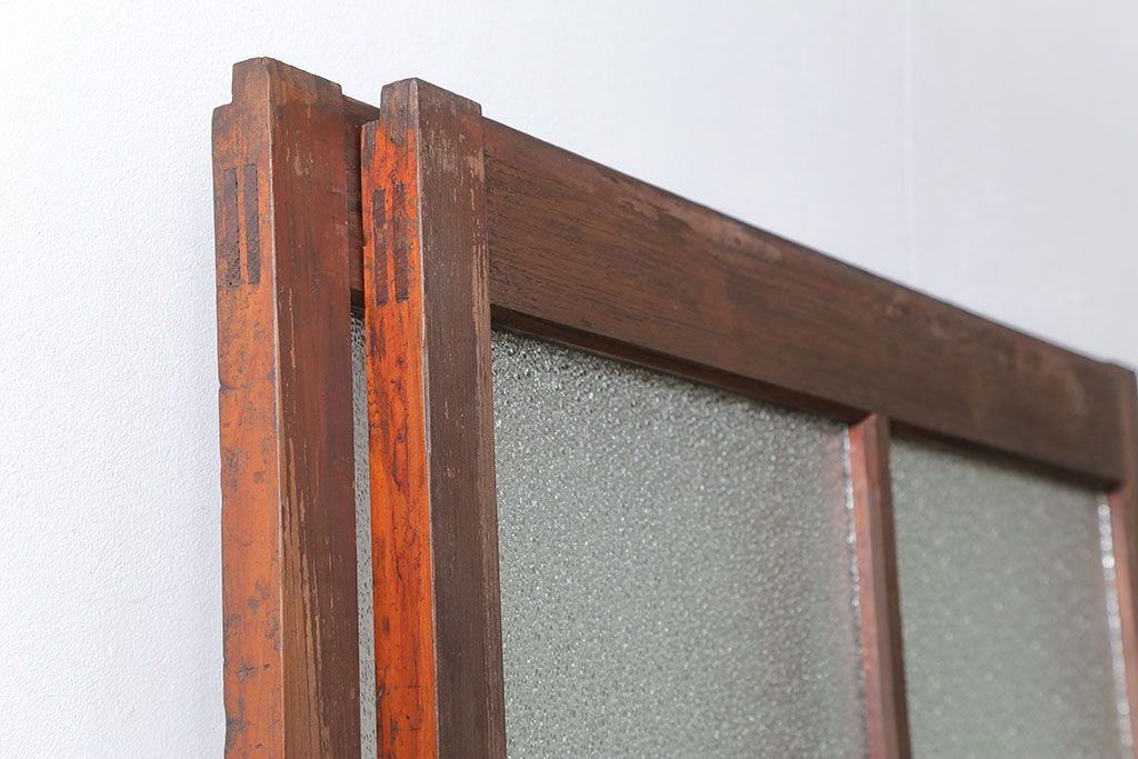 大正ロマン 古い商店の背の高いダイヤガラス引き戸　2枚セット(ガラス戸、建具)