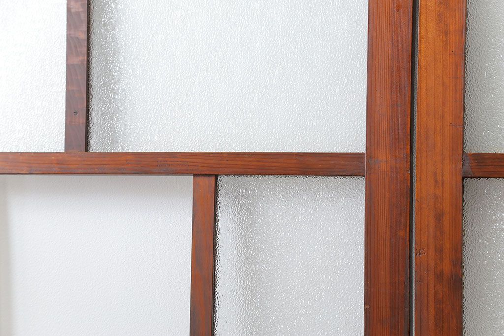 大正ロマン 古い商店の背の高いダイヤガラス引き戸　2枚セット(ガラス戸、建具)