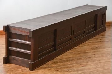 アンティーク家具　古民具・骨董 特大!九尺幅　重厚な水屋箪笥ローボード(1)(ローチェスト、テレビボード、テレビ台、キャビネット、収納棚)