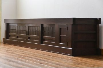 アンティーク家具　古民具・骨董 特大!九尺幅　重厚な水屋箪笥ローボード(1)(ローチェスト、テレビボード、テレビ台、キャビネット、収納棚)