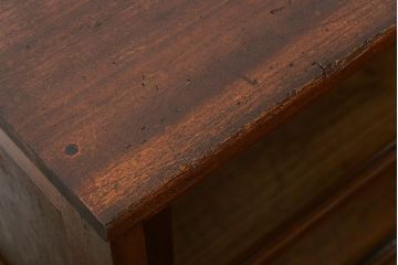 アンティーク家具　アンティーク 古いナラ材の脚付き収納棚　(サイドキャビネット、飾り棚、本棚)