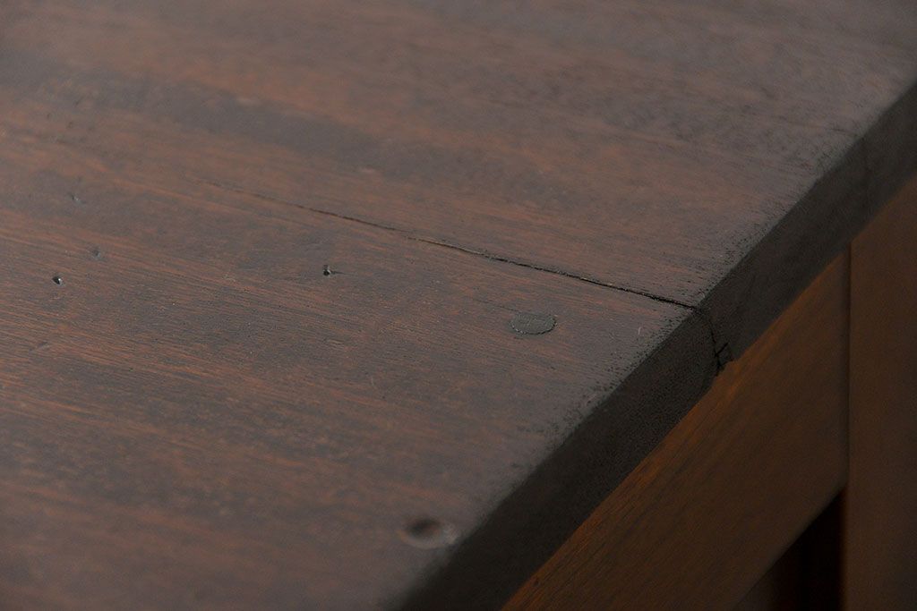 アンティーク家具　アンティーク 古いナラ材の脚付き収納棚　(サイドキャビネット、飾り棚、本棚)