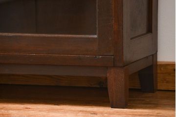 アンティーク家具　アンティーク 古いナラ材の脚付き収納棚　(サイドキャビネット、飾り棚、本棚)