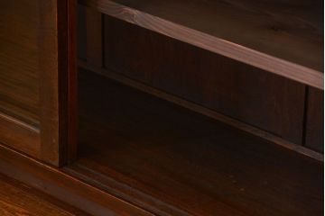 アンティーク家具　アンティーク 古いナラ材の脚付き収納棚　(サイドキャビネット、飾り棚、本棚)