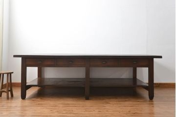 アンティーク家具　アンティーク 特大!古い学校の両面引き出し作業台(テーブル、デスク、机、在宅ワーク、在宅用陳列台)