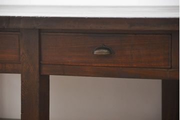 アンティーク家具　アンティーク 特大!古い学校の両面引き出し作業台(テーブル、デスク、机、在宅ワーク、在宅用陳列台)