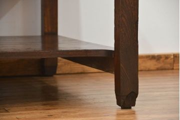 アンティーク家具　アンティーク 特大!古い学校の両面引き出し作業台(テーブル、デスク、机、在宅ワーク、在宅用陳列台)