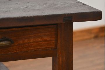 アンティーク家具　アンティーク 特大!古い学校の両面引き出し作業台(テーブル、デスク、机、在宅ワーク、在宅用陳列台)