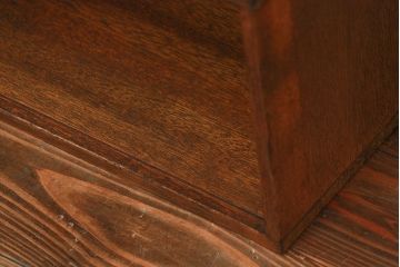 レトロ家具　昭和レトロ 古い木の引き出し付き横長本立て　(本棚、飾り棚)