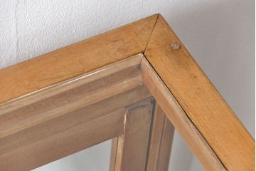 レトロ家具　昭和レトロ 古いナラ材のアンティークガラスケース(ショーケース、陳列棚)