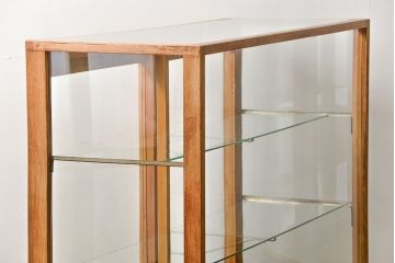 レトロ家具　昭和レトロ 古いナラ材のアンティークガラスケース(ショーケース、陳列棚)