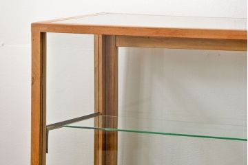 レトロ家具　昭和レトロ 古いナラ材のアンティークガラスケース(ショーケース、陳列棚)