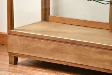 レトロ家具　昭和レトロ 古いナラ材のアンティークガラスケース(ショーケース、陳列棚)