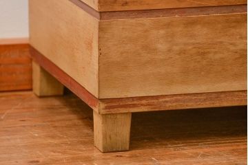 レトロ家具　昭和レトロ 古いナラ材のアンティークガラスケース(ショーケース、陳列棚)