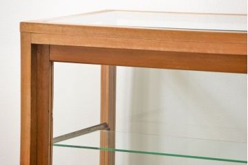 レトロ家具　昭和レトロ 古いナラ材のアンティークガラスケース(ショーケース、陳列棚)
