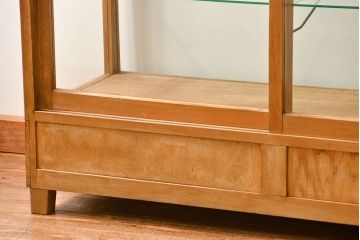 レトロ家具　昭和レトロ 古いナラ材のアンティークガラスケース(ショーケース、陳列棚)
