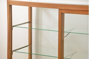 レトロ家具　昭和レトロ 古いナラ材のアンティークガラスケース(ショーケース、陳列棚)