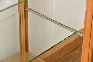 レトロ家具　昭和レトロ 古いナラ材のアンティークガラスケース(ショーケース、陳列棚)