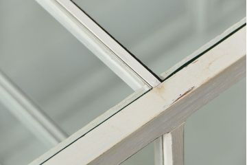 レトロ家具　昭和レトロ 古いパン屋のアンティークペイント　ガラスケース(ショーケース、飾り棚)