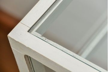 レトロ家具　昭和レトロ 古いパン屋のアンティークペイント　ガラスケース(ショーケース、飾り棚)