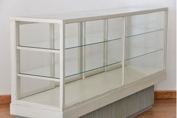 レトロ家具　昭和レトロ 古いパン屋のアンティークペイント　ガラスケース(ショーケース、飾り棚)