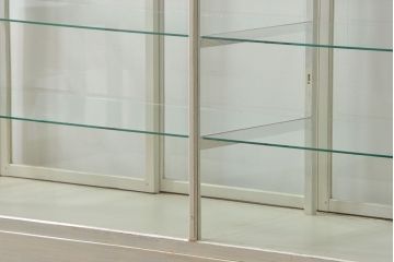 レトロ家具　昭和レトロ 古いパン屋のアンティークペイント　ガラスケース(ショーケース、飾り棚)