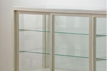 レトロ家具　昭和レトロ 古いパン屋のアンティークペイント　ガラスケース(ショーケース、飾り棚)