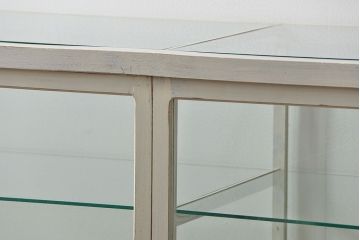 レトロ家具　昭和レトロ 古いパン屋のアンティークペイント　ガラスケース(ショーケース、飾り棚)