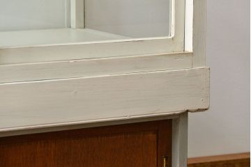 レトロ家具　昭和レトロ 古いパン屋のアンティークペイント　ガラスケース(ショーケース、飾り棚)