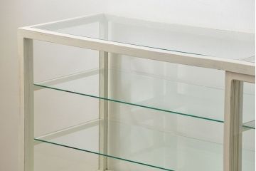 レトロ家具　昭和レトロ 古いパン屋のアンティークペイント　ガラスケース(ショーケース、飾り棚)