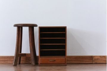 レトロ家具　昭和レトロ 古い木の引き出し付き書類棚(小引き出し)