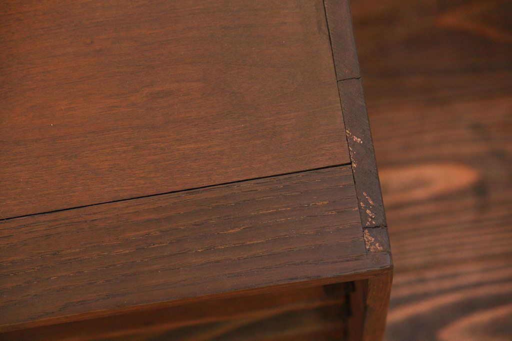 レトロ家具　昭和レトロ 古い木の引き出し付き書類棚(小引き出し)