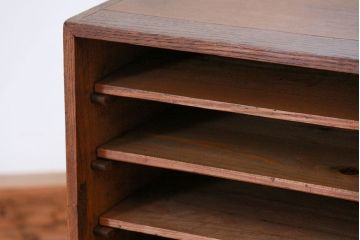 レトロ家具　昭和レトロ 古い木の引き出し付き書類棚(小引き出し)