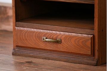 レトロ家具　昭和レトロ 古い木の引き出し付き書類棚(小引き出し)