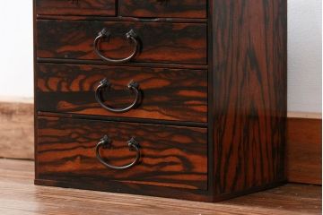 アンティーク家具　古民具・骨董 イタミ有り　総黒柿材無垢　上質な小引き出し