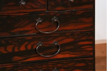 アンティーク家具　古民具・骨董 イタミ有り　総黒柿材無垢　上質な小引き出し