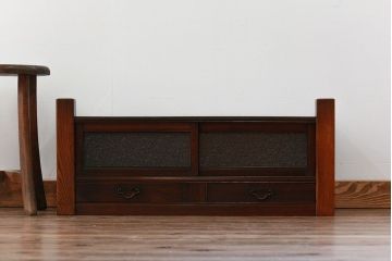 アンティーク家具　古民具・骨董 ダイヤガラス入りの小さな置き床(置床、ローボード)