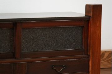 アンティーク家具　古民具・骨董 ダイヤガラス入りの小さな置き床(置床、ローボード)