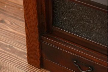 アンティーク家具　古民具・骨董 ダイヤガラス入りの小さな置き床(置床、ローボード)